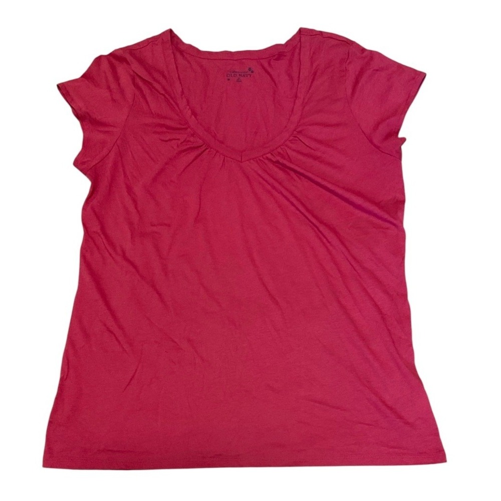Old Navy V-Neck Dark Pink Short Sleeve T-Shirt Womens XL Cotton Modal Basic
